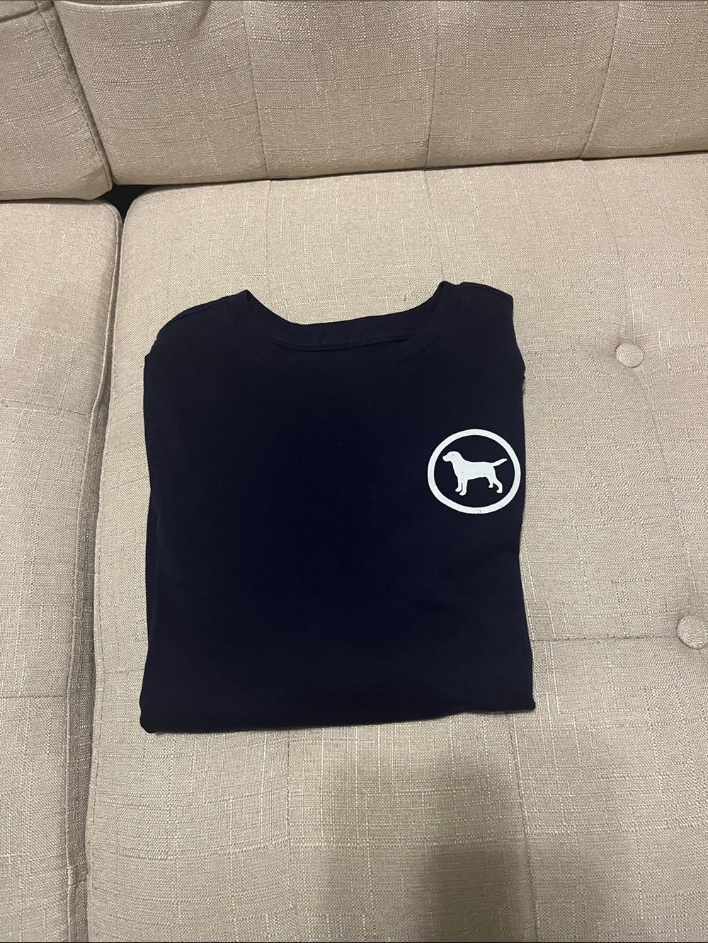 crown & ivy Navy Long Sleeve Tee with White Dog Logo